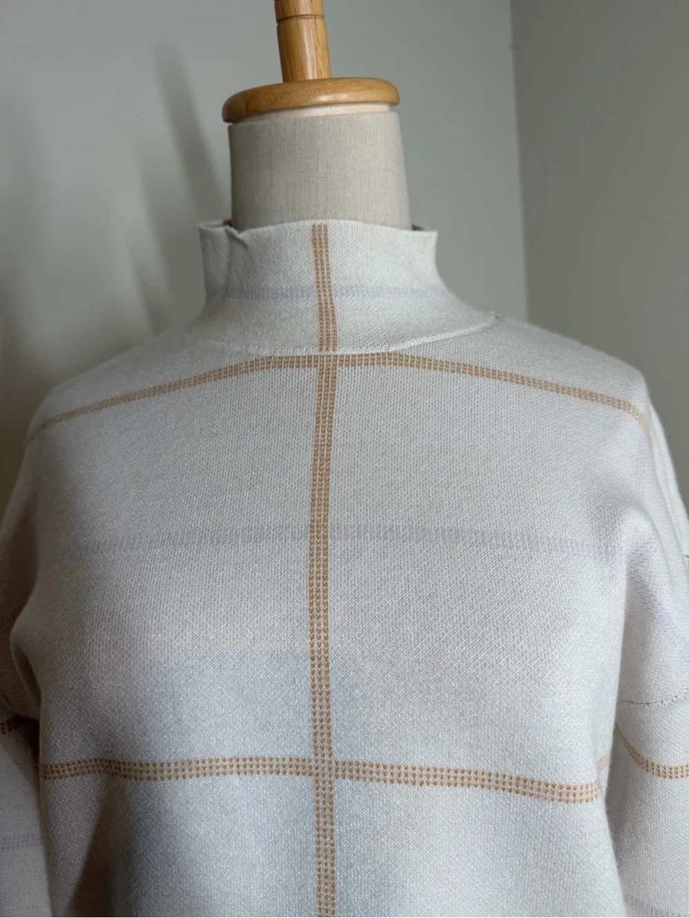 Anthropologie Women’s Lizzie Ivanna-SZ XS-Mock Neck Plaid Windowpane Sweater